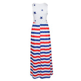 Maxbell Women Casual Stars and Stripes Prints Sleeveless Maxi Tank Dress L Style 1