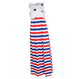 Maxbell Women Casual Stars and Stripes Prints Sleeveless Maxi Tank Dress L Style 1