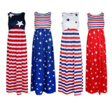 Maxbell Women Casual Stars and Stripes Prints Sleeveless Maxi Tank Dress 2XL Style 1