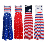 Maxbell Women Casual Stars and Stripes Prints Sleeveless Maxi Tank Dress 2XL Style 1