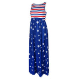 Maxbell Women Casual Stars and Stripes Prints Sleeveless Maxi Tank Dress S Style 2