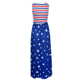 Maxbell Women Casual Stars and Stripes Prints Sleeveless Maxi Tank Dress S Style 2
