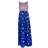 Maxbell Women Casual Stars and Stripes Prints Sleeveless Maxi Tank Dress M Style 2