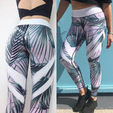 Maxbell Tropical Jungle Style Womens Yoga Leggings High Waist Elastic Sports Pants L