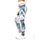 Maxbell Tropical Jungle Style Womens Yoga Leggings High Waist Elastic Sports Pants L