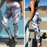 Maxbell Tropical Jungle Style Womens Yoga Leggings High Waist Elastic Sports Pants L