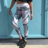 Maxbell Tropical Jungle Style Womens Yoga Leggings High Waist Elastic Sports Pants L