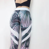 Maxbell Tropical Jungle Style Womens Yoga Leggings High Waist Elastic Sports Pants L
