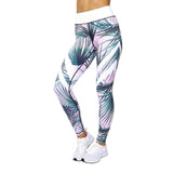 Maxbell Tropical Jungle Style Womens Yoga Leggings High Waist Elastic Sports Pants L