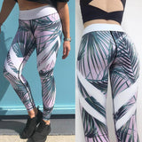 Maxbell Tropical Jungle Style Womens Yoga Leggings High Waist Elastic Sports Pants L