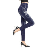 Maxbell Women Skinny Denim Jeans Leggings High Waisted Floral Printed Casual Pant M