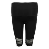 Women Stretch Mesh Pocket Gym Skinny Yoga Mid Shorts Half Pants S Black