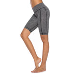 Maxbell Flex Yoga Shorts with Pockets High Waisted Workouts Biker Pants L Gray