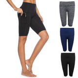 Maxbell Flex Yoga Shorts with Pockets High Waisted Workouts Biker Pants L Gray