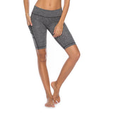 Maxbell Flex Yoga Shorts with Pockets High Waisted Workouts Biker Pants L Gray