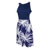 Maxbell Women's Floral Sleeveless Off-Shoulder Party Prom Swing Dress Blue White M
