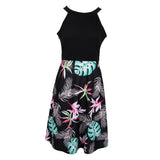 Maxbell Women's Floral Sleeveless Off-Shoulder Party Prom Swing Dress Pink Green M