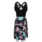 Maxbell Women's Floral Sleeveless Off-Shoulder Party Prom Swing Dress Pink Green M