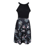 Maxbell Women's Floral Sleeveless Off-Shoulder Party Prom Swing Dress Black M