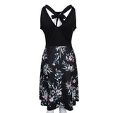 Maxbell Women's Floral Sleeveless Off-Shoulder Party Prom Swing Dress Black M