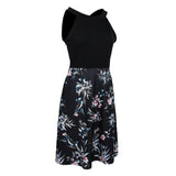 Maxbell Women's Floral Sleeveless Off-Shoulder Party Prom Swing Dress Black M