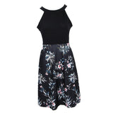 Maxbell Women's Floral Sleeveless Off-Shoulder Party Prom Swing Dress Black M