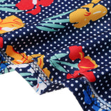 Maxbell Women's Striped Floral Print Short Sleeve Knee Length Dress with Pockets M 1#