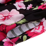 Maxbell Women's Striped Floral Print Short Sleeve Knee Length Dress with Pockets M 3#
