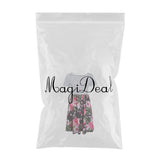 Maxbell Women's Striped Floral Print Short Sleeve Knee Length Dress with Pockets M 3#