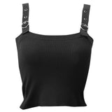 Maxbell Women Casual Basic Vest Off the Shoulder Knit Crop Tops Tank Camis Black M