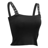 Maxbell Women Casual Basic Vest Off the Shoulder Knit Crop Tops Tank Camis Black M