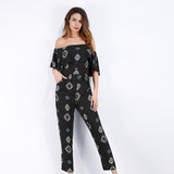 Maxbell Off the Shoulder Ruffled Chiffon Jumpsuit High Waisted Wide Leg Pants Romper M Black