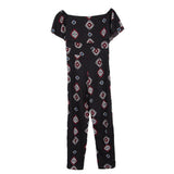 Maxbell Off the Shoulder Ruffled Chiffon Jumpsuit High Waisted Wide Leg Pants Romper S Black