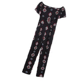Maxbell Off the Shoulder Ruffled Chiffon Jumpsuit High Waisted Wide Leg Pants Romper S Black