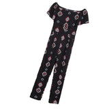 Maxbell Off the Shoulder Ruffled Chiffon Jumpsuit High Waisted Wide Leg Pants Romper L Black