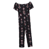 Maxbell Off the Shoulder Ruffled Chiffon Jumpsuit High Waisted Wide Leg Pants Romper L Black