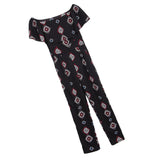 Maxbell Off the Shoulder Ruffled Chiffon Jumpsuit High Waisted Wide Leg Pants Romper L Black