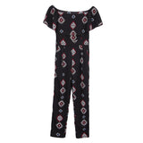 Maxbell Off the Shoulder Ruffled Chiffon Jumpsuit High Waisted Wide Leg Pants Romper L Black