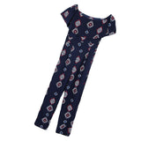 Maxbell Off the Shoulder Ruffled Chiffon Jumpsuit High Waisted Wide Leg Pants Romper XL Blue