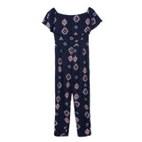 Maxbell Off the Shoulder Ruffled Chiffon Jumpsuit High Waisted Wide Leg Pants Romper XL Blue