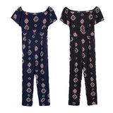 Maxbell Off the Shoulder Ruffled Chiffon Jumpsuit High Waisted Wide Leg Pants Romper XL Blue