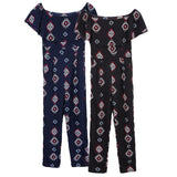 Maxbell Off the Shoulder Ruffled Chiffon Jumpsuit High Waisted Wide Leg Pants Romper XL Blue