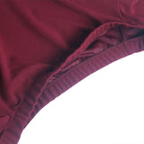 Maxbell Solid Off Shoulder Skater Dress High Low Dress Short Sleeves 2XL Burgundy