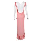 Maxbell Women's Dress, Deep V Neck Backless Maxi Sundress Beach Party Swing Dress  XL Pink