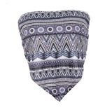 Maxbell Boho Lady Strapless Ethnic Print Tube Top Backless Wrap Tank Vest Black gray