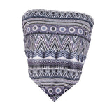 Maxbell Boho Lady Strapless Ethnic Print Tube Top Backless Wrap Tank Vest Black gray