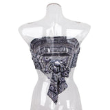 Maxbell Boho Lady Strapless Ethnic Print Tube Top Backless Wrap Tank Vest Black gray