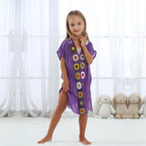 Maxbell Kids Girls Summer Swimwear Beach Coverup Crochet V Neck Loose Dress 80cm Purple