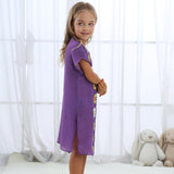 Maxbell Kids Girls Summer Swimwear Beach Coverup Crochet V Neck Loose Dress 80cm Purple