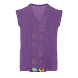 Maxbell Kids Girls Summer Swimwear Beach Coverup Crochet V Neck Loose Dress 80cm Purple